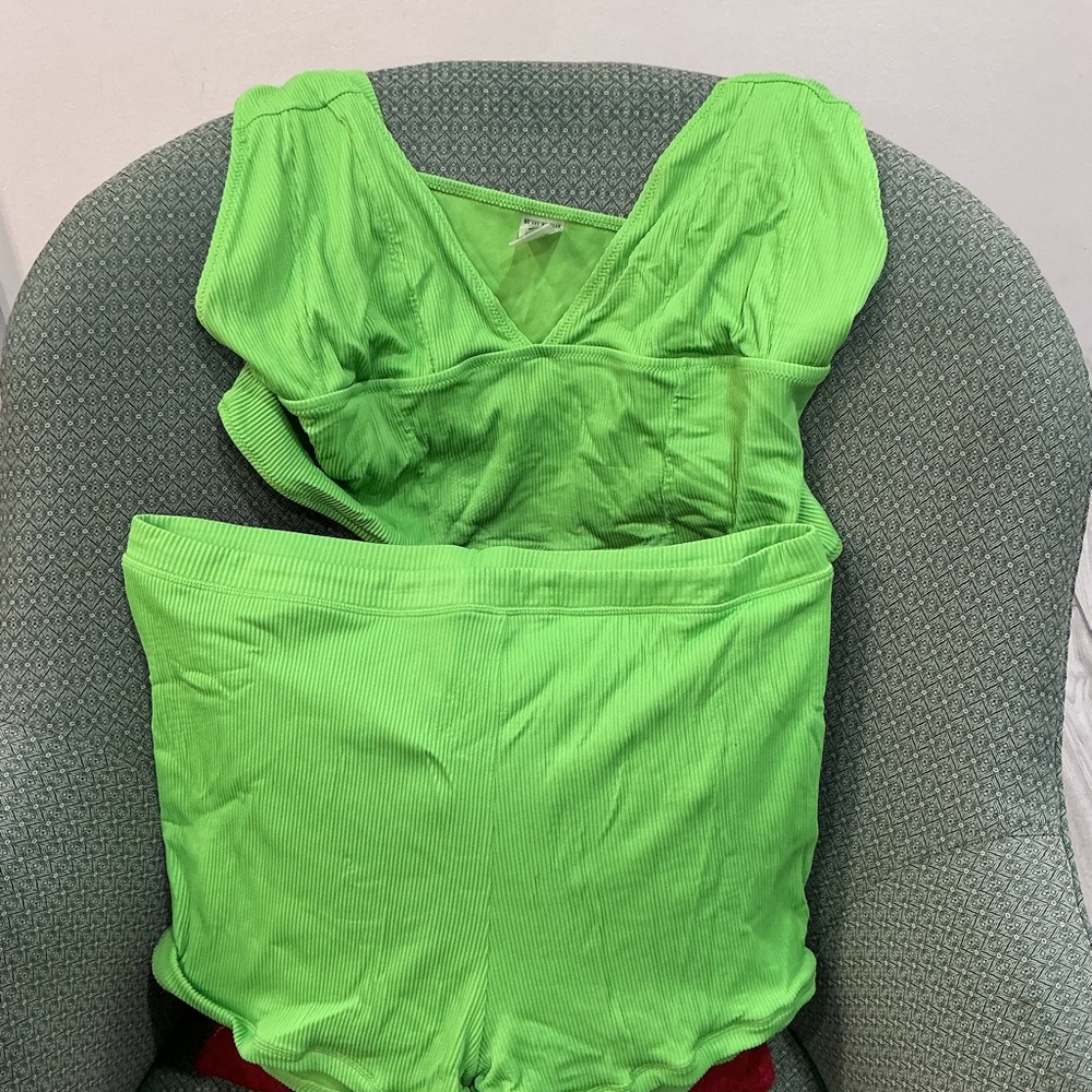 We Are We Wear Vibrant Green Sleeveless Top & Bottom Set